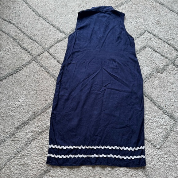 Sail to Sable navy blue Sleeveless linen Button Midi Dress XL - Picture 10 of 10